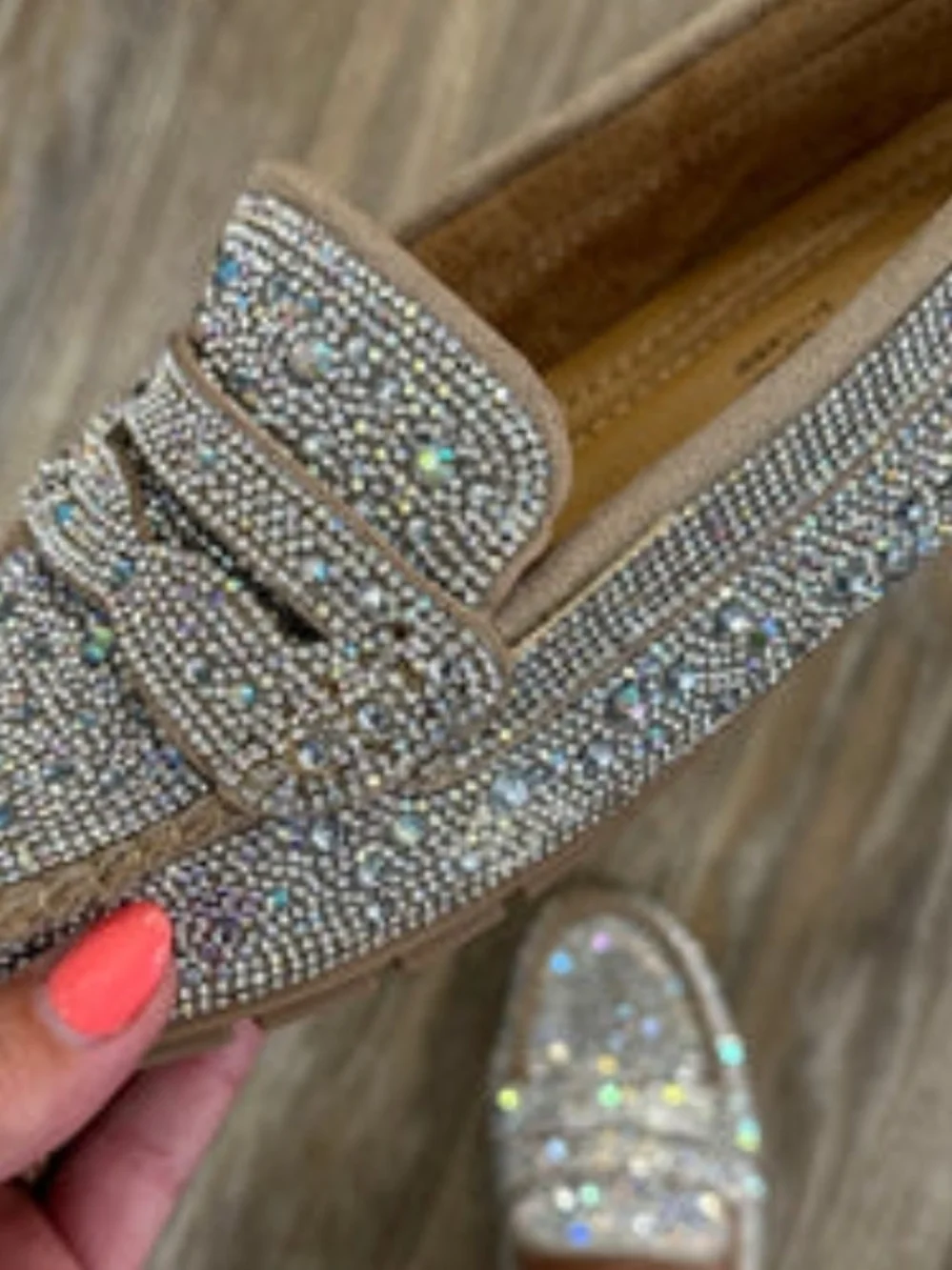 Corkys Women's Embellished Crystal Loafers in Beige (Penny For Your Thought)